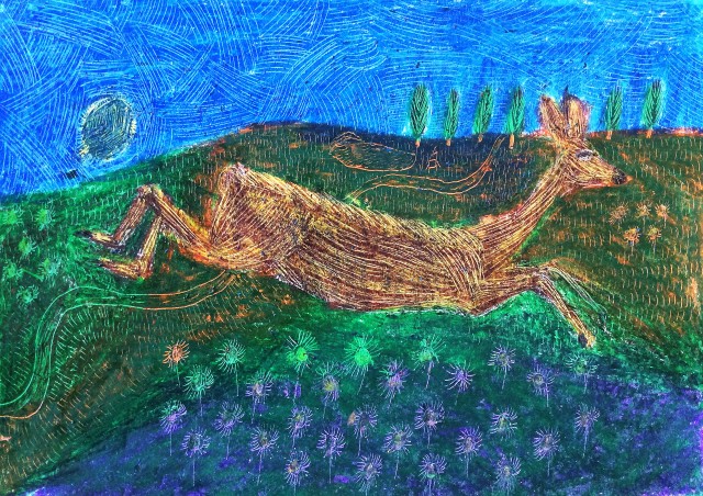 Friedrich Fröhlich: Reh im Wald