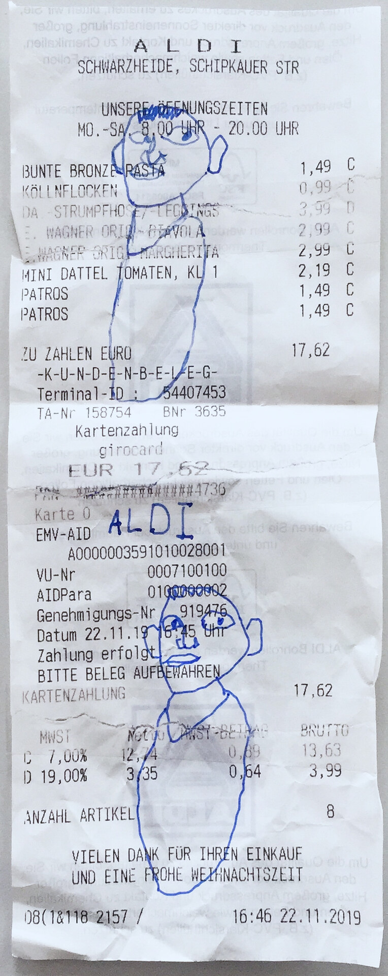 Friedrich Fröhlich: Emma auf Kassenbon